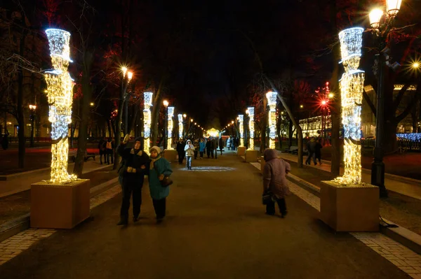 Nieuwjaar Kerstversiering Tverskoy Boulevard Moskou Russische Federatie Januari 2020 — Stockfoto