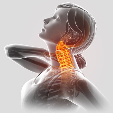 Boyun ağrısı duygu erkek 3D çizimi