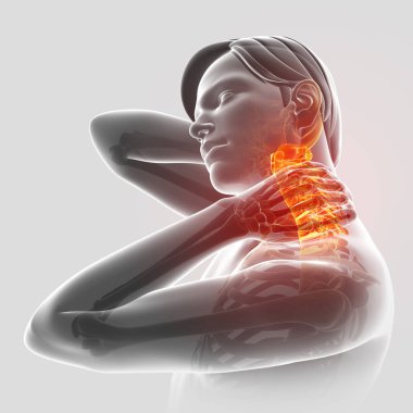 Boyun ağrısı duygu erkek 3D çizimi