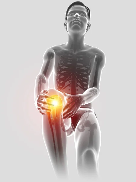 3d Illustration of Male feeling Knee pain — Stock Photo, Image