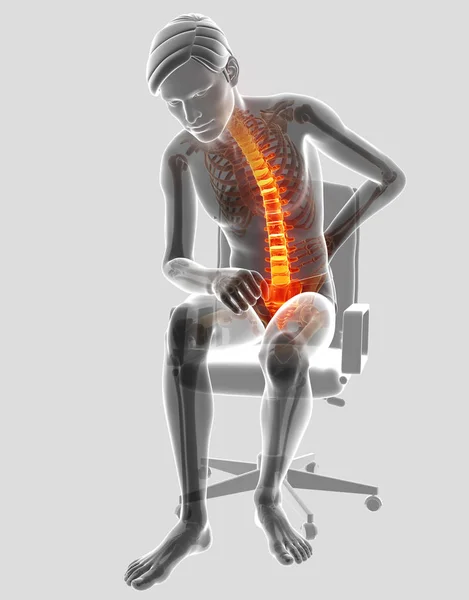 Ilustración 3D del varón Sintiendo el dolor de espalda — Foto de Stock