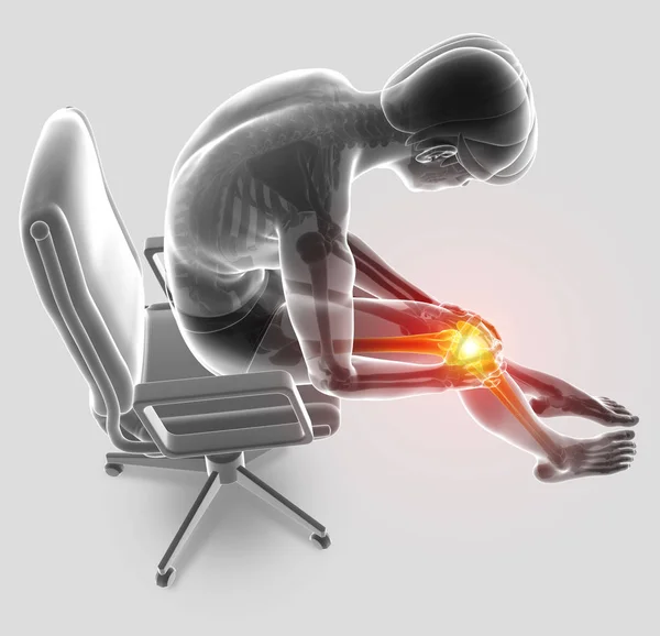 3D illustratie van mannelijke gevoel kniepijn — Stockfoto