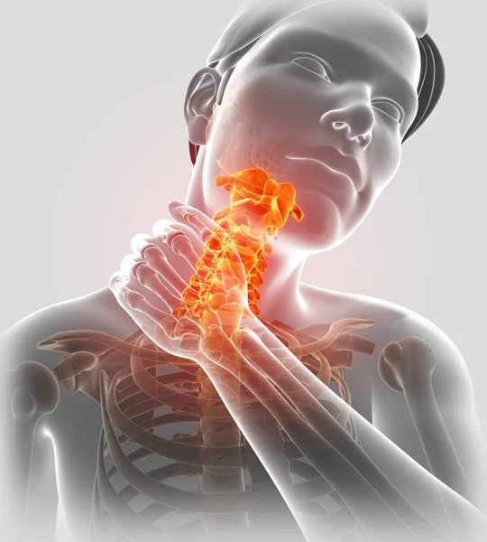 3d Illustration of men Feeling the Neck Pain — Stock Photo, Image