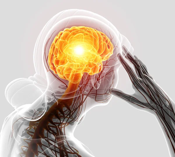 3D ilustracja kobieta czuje ból głowy — Zdjęcie stockowe