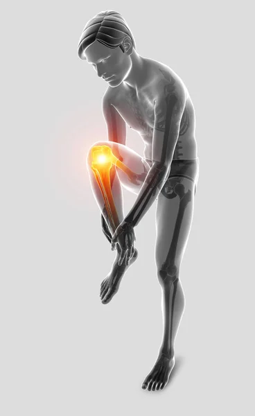 Ilustración 3d de sensación masculina Dolor de rodilla —  Fotos de Stock