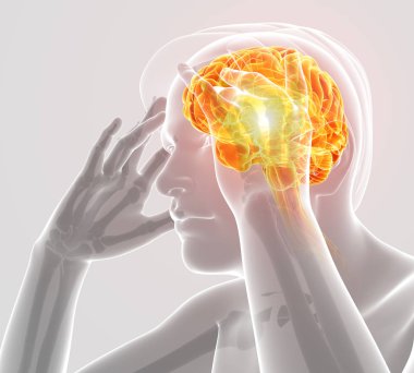 Erkek duygu baş ağrısı 3D çizimi