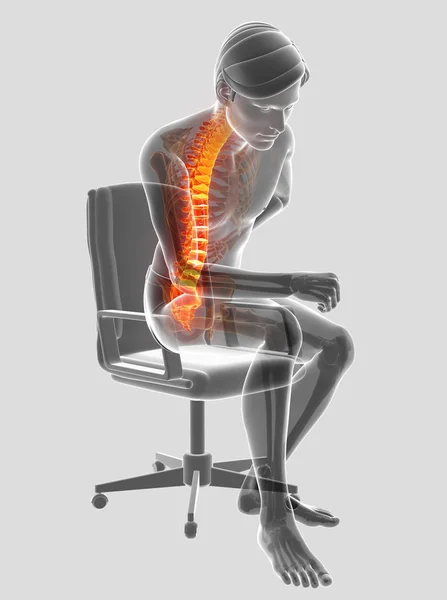 Ilustração 3D do macho Sentir a dor nas costas — Fotografia de Stock