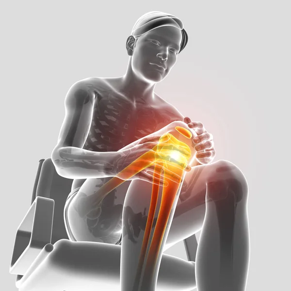 3d Illustration of Male feeling Knee pain — Stock Photo, Image