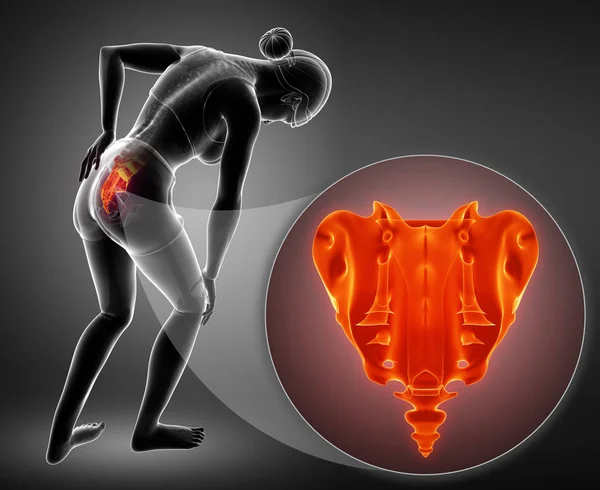 3D ilustracja ból kości krzyżowej — Zdjęcie stockowe
