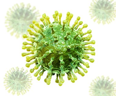 3D illüstrasyon viral enfeksiyonu kronik hastalıklara neden oluyor. Hepatit virüsleri, grip virüsü H1N1, grip, hücre enfeksiyonu organizma, AIDS.