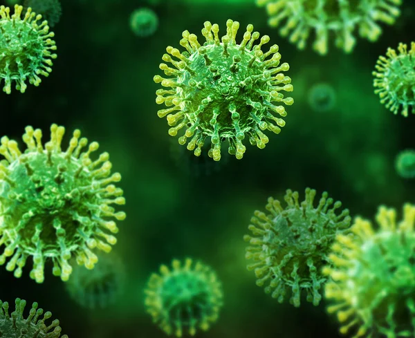 3D illüstrasyon viral enfeksiyonu kronik hastalıklara neden oluyor. Hepatit virüsleri, grip virüsü H1N1, grip, hücre enfeksiyonu organizma, AIDS.