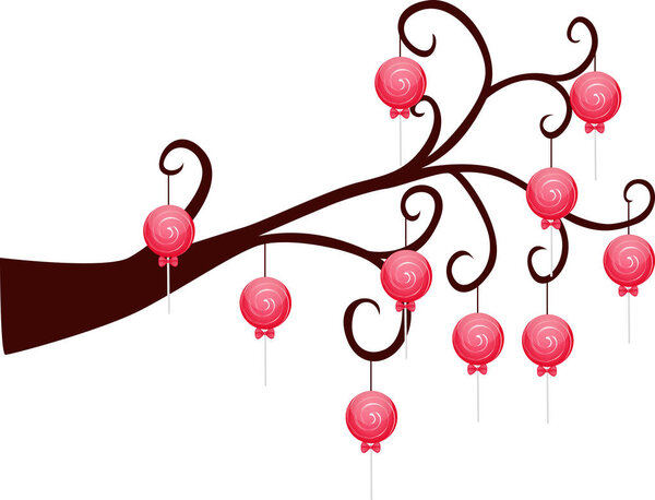 Decorative Spring Branch Tree Silhouette With Candy