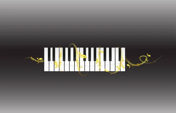 Silhouette di pianoforte e melodia — Vettoriale Stock