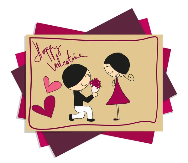 Feliz Doodle Amor Valentine — Vetor de Stock