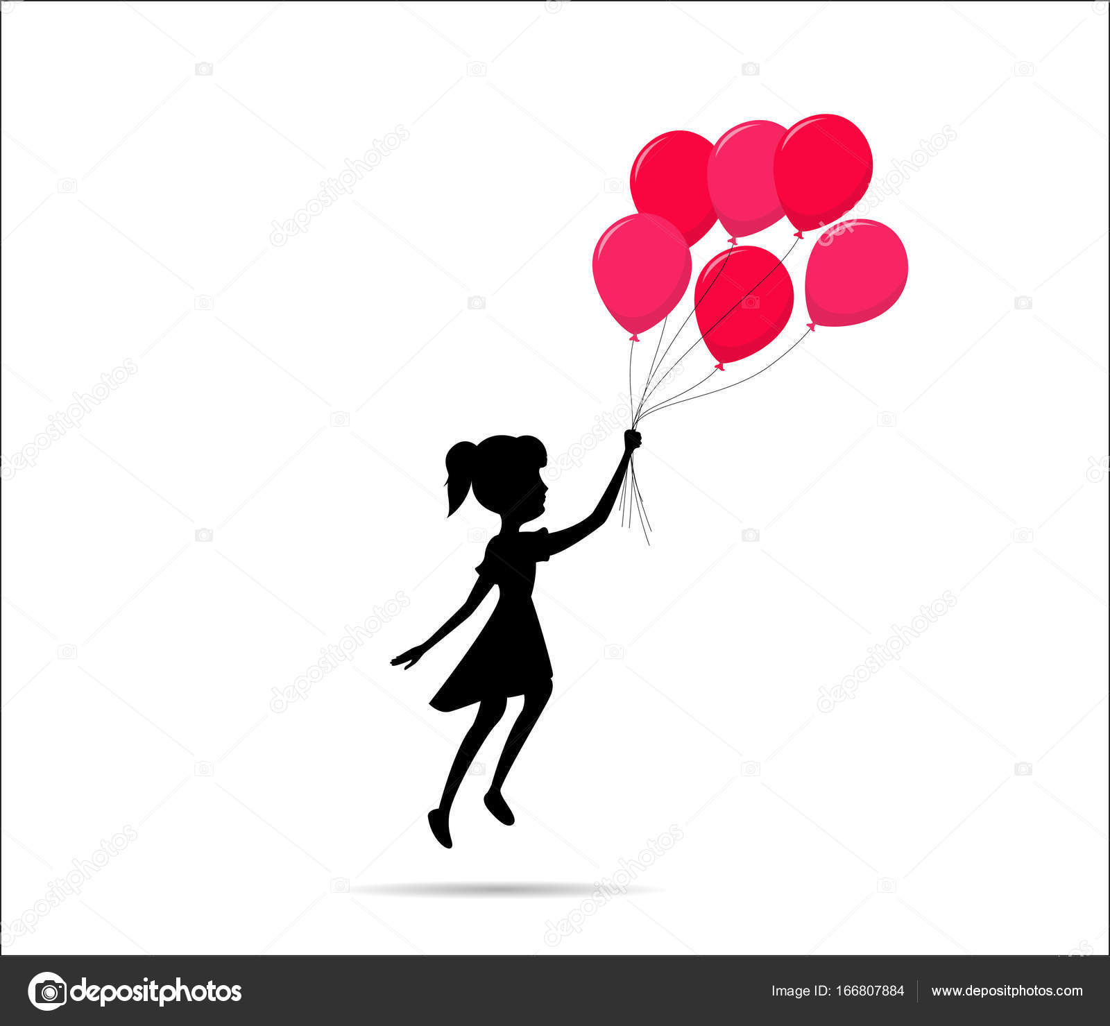 Fly girl silhouette avec un ballon image vectorielle par ...