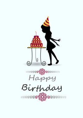 Little girl blowing out candles on birthday cake clipart