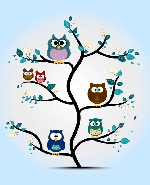 Owls perched on a tree — Stock Vector