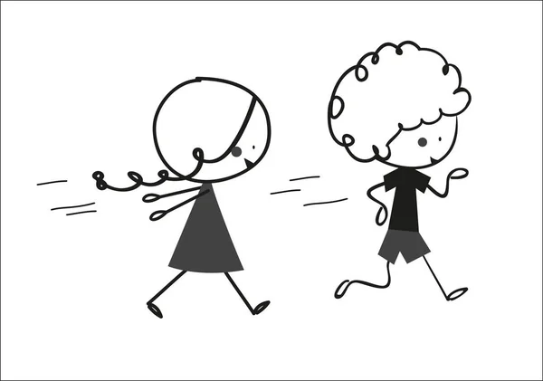 Τρέχουν τα παιδιά doodle — Διανυσματικό Αρχείο