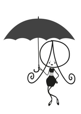 Şemsiye ile kız doodle