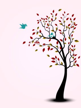 Kuş aile ağaç üzerinde