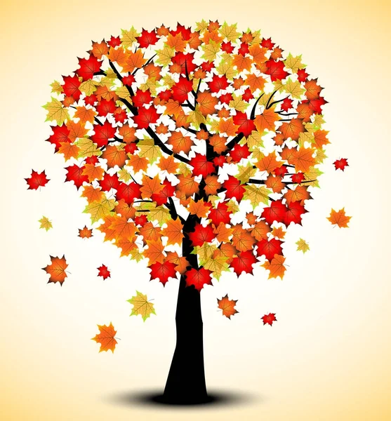 Dekoratif sonbahar ağaç siluet kahverengi yaprakları ile