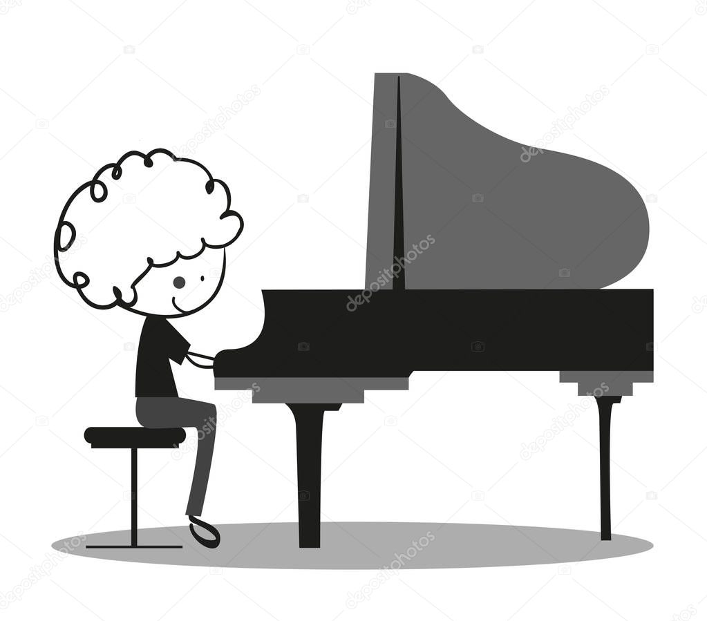 Doodle Artist Playing Piano
