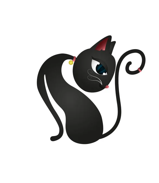 Cute Pose Black Cat — Stock Vector