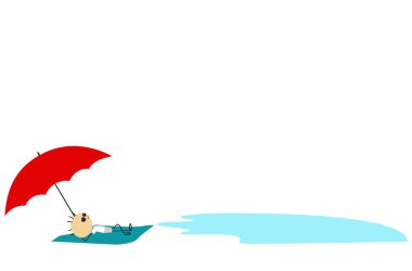 Doodle güneşlenebilir plaj - tam renkli