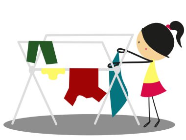 Anne asmak giysiler kuru için - tam renkli doodle