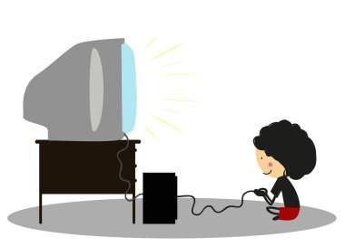 Küçük çocuk iskambil video spor - tam renkli doodle