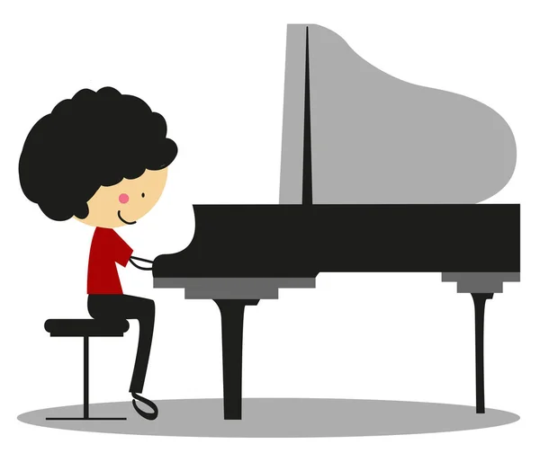 Doodle Tocando Piano Cor Cheia —  Vetores de Stock