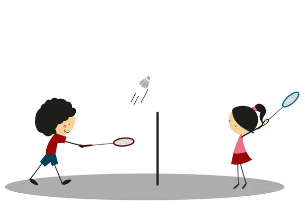 Doodle Badminton Sport Pełny Kolor — Wektor stockowy