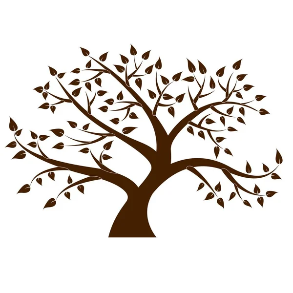 Dekorativa Bruna Träd Silhuett — Stock vektor