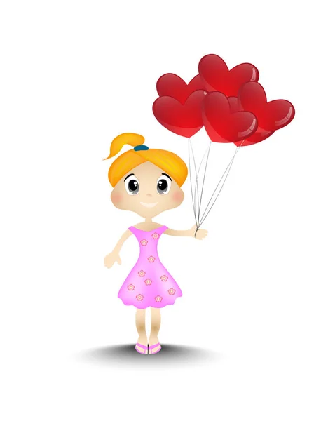 Petite Fille Portant Des Ballons — Image vectorielle