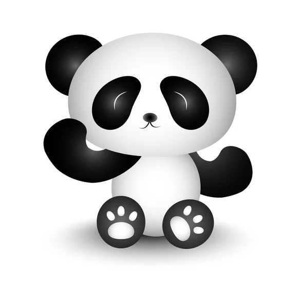 Niedlicher Panda Cartoon Schwarz Weiß — Stockvektor