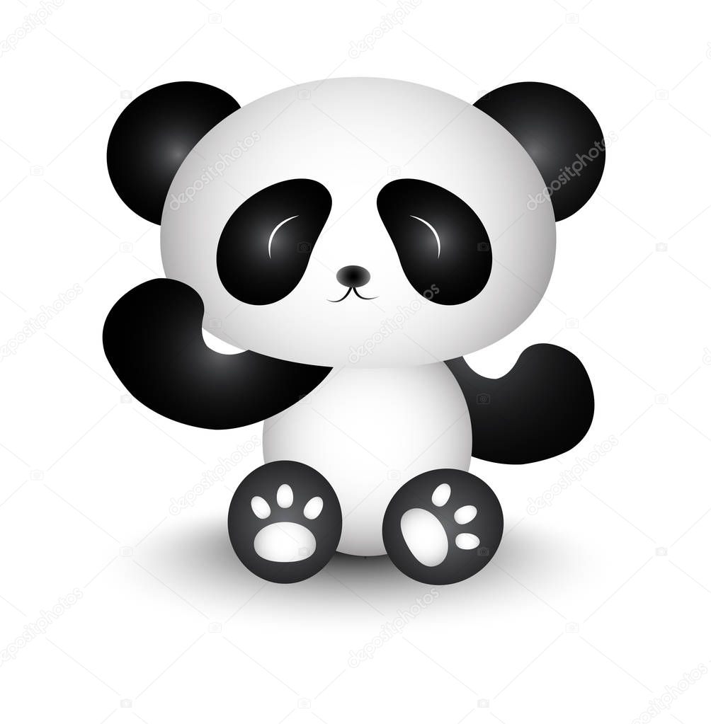 Cute Panda Cartoon - black and white