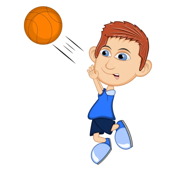 Αγόρι Που Παίζει Καρτούν Μπάσκετ — Διανυσματικό Αρχείο