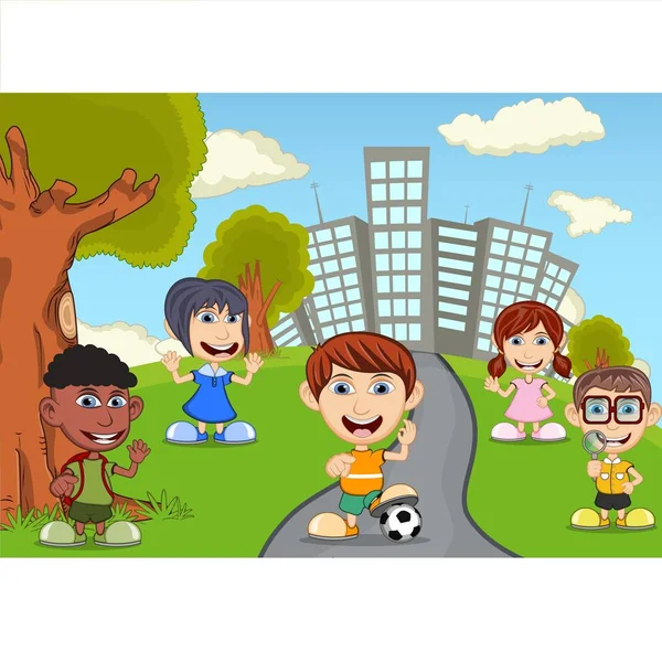 Children Park Cartoon — Stock Vector