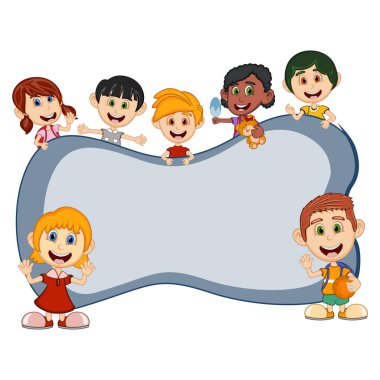 Çizgi film vektör illüstrasyonunu izleyen çocuklar