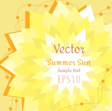Yaz güneşi vektör Illustration. Yaz kampı ya da tatil Festivali için arka plan.