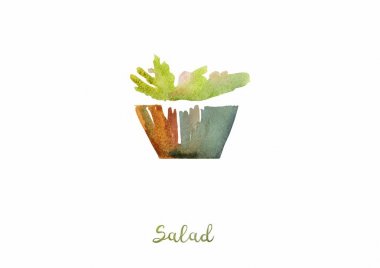 Taze sebze salata kaseye. Yaz salatası suluboya