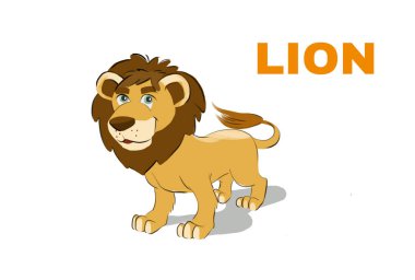 Beyaz arka plan üzerinde komik aslan Illustration. çizgi film.