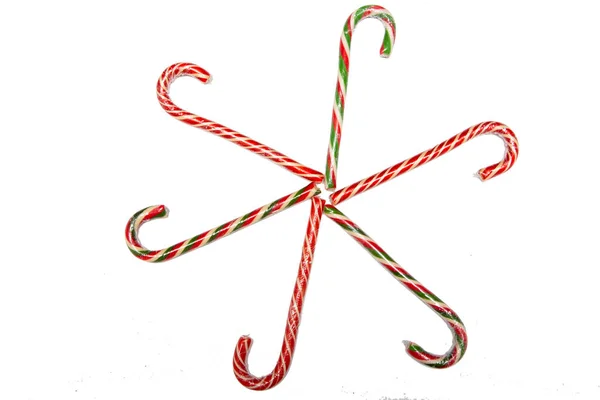 Julkäppen Christmas Lollipop Vit Bakgrund — Stockfoto