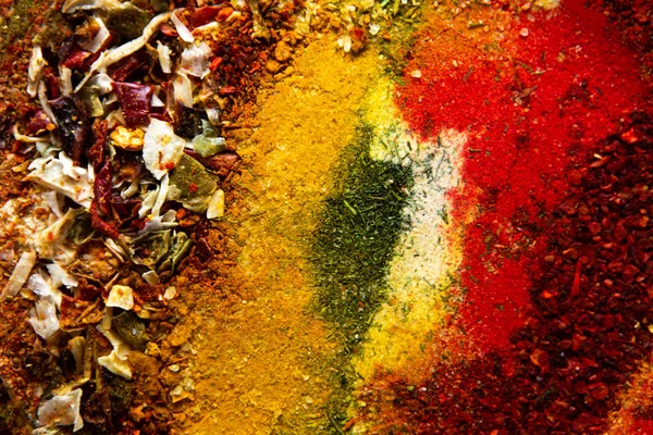 Bright Colored Spices Herbs Spicy Background — 스톡 사진