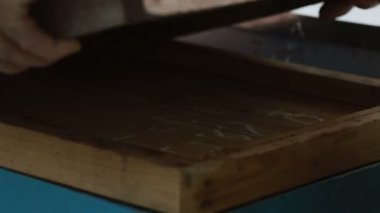 apiarist kendi arı kovanı içinde çalışma