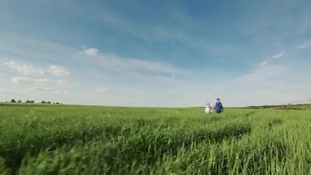 Jungen spielen auf einem Feld — Stockvideo