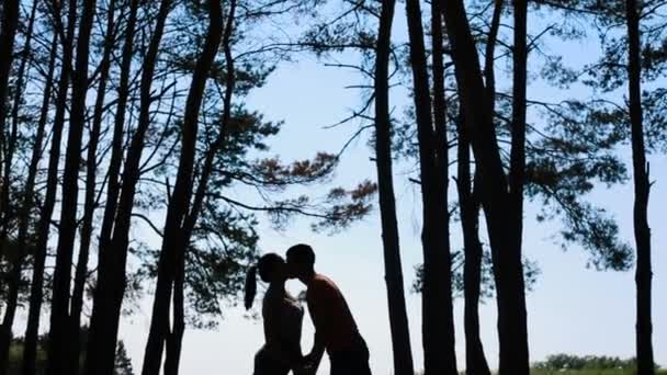 Joven pareja abrazándose en el amor romántico — Vídeo de stock