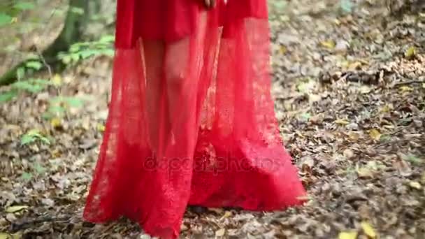 Pretty Woman zkoumá krásný les — Stock video