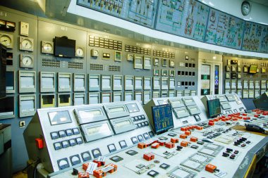 Dnepr, Ukrayna - 02 Ekim 2017: Kontrol odası nükleer santral