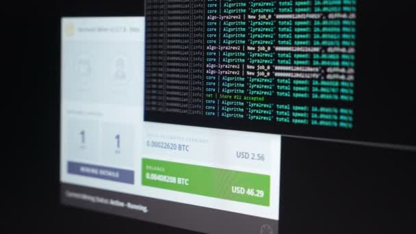 Écran Avec Code Cryptographique Code Programme Pour Exploitation Minière Crypto — Video